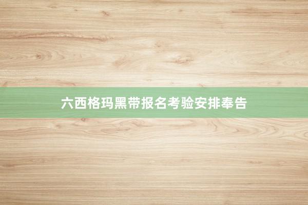 六西格玛黑带报名考验安排奉告